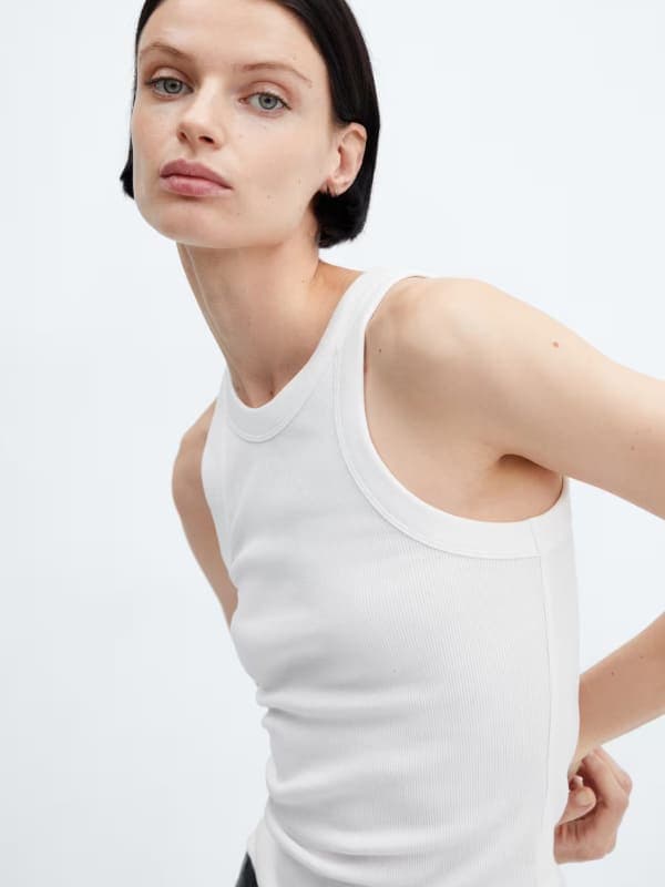 Ribbed cotton-blend top