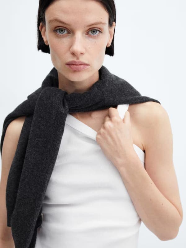 Ribbed cotton-blend top